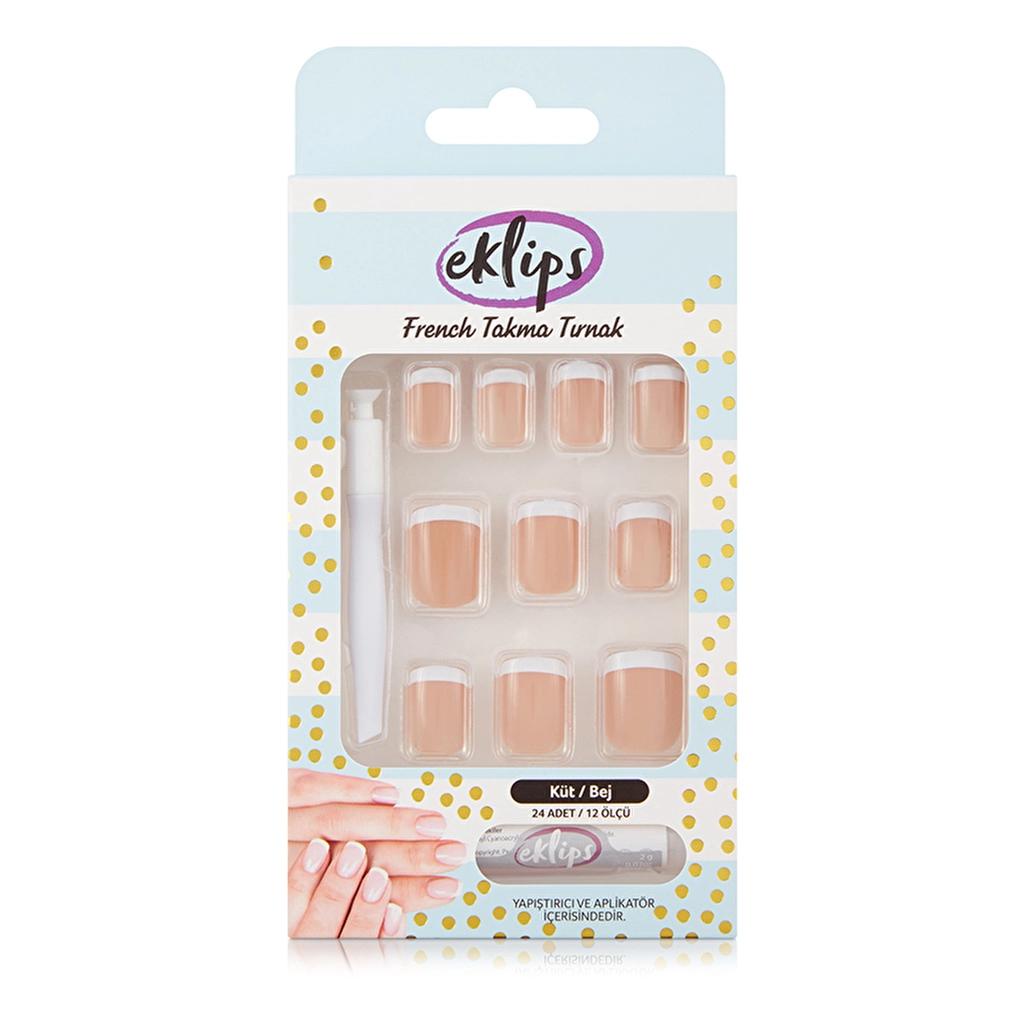 Eklips French Beige Square Press-On Nails 24 Count