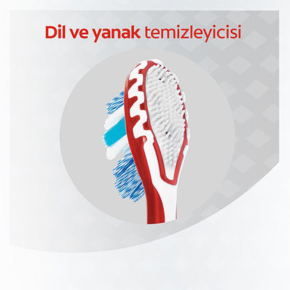 Colgate 360 Advanced Optic White Toothbrush - Whiter Teeth, Tongue & Cheek Cleaner, Medium Bristles, Plaque Removal