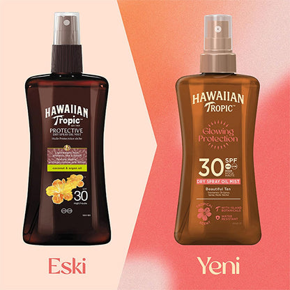 Hawaiian Tropic SPF 30 Dry Spray Sunscreen Oil: Glowing Protection, Vegan, Tropical Scent - UVA/UVB Broad Spectrum - 6.76 fl oz
