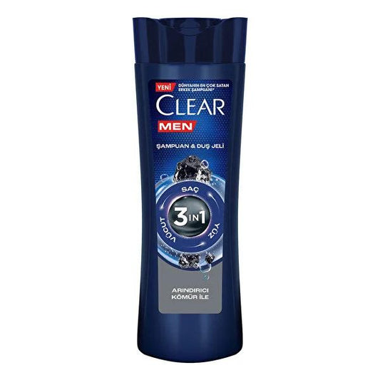 Clear Men 3-in-1 Shampoo, Body Wash & Face Wash with Menthol - Anti-Dandruff, Refreshing, 11.83 fl oz