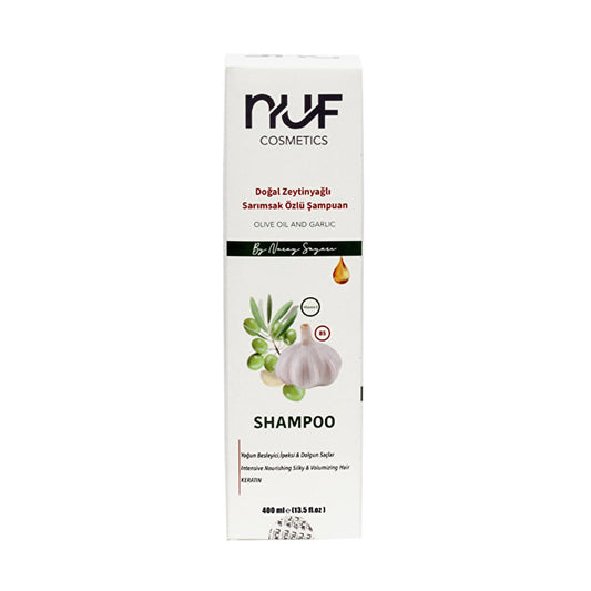 Nuf Kozmetik Nuray Sayarõ: Anti-Hair Loss Garlic Shampoo with Keratin & Olive Oil - Strengthens Hair, Reduces Thinning (13.53 fl oz)