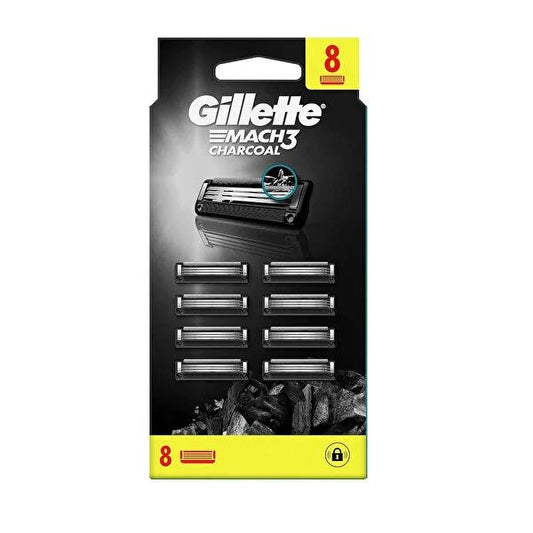Gillette Mach3 Charcoal Razor Blades - 8 Count Pack for Smooth Shaving Experience