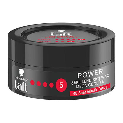 Taft Power: Caffeine Infused Hair Styling Wax - Mega Strong 48H Hold, Humidity & Wind Protection - Long Lasting Men's Hair Wax