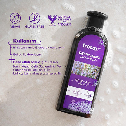 Tresan Rosemary Shampoo for Oily Hair - Nourishing, Gluten-Free, Paraben-Free, Daily Use - 10.14 fl oz
