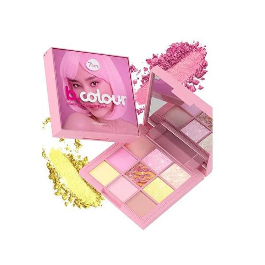 7Days B.Colour Bubblegum Eyeshadow Palette: 9 Vegan Colors, Matte & Shimmer, Long-Lasting, Blendable - Pink Purple Shades for Day & Night Looks