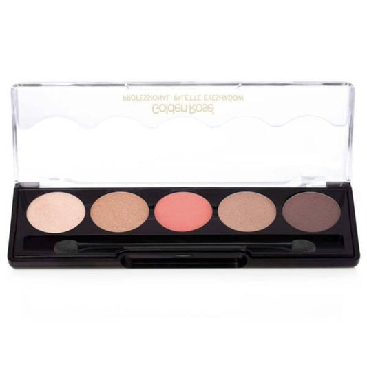 Golden Rose Professional Nude Pink Eyeshadow Palette: 5 Blendable Shades for Stunning Eye Makeup - Versatile, Silky Smooth & Long-Lasting