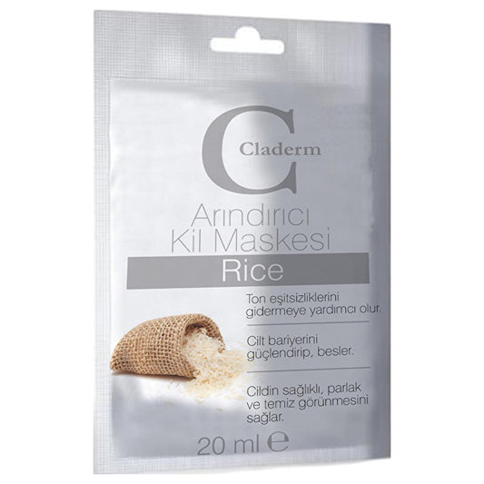 Claderm Clay Face Mask with Rice Extract for Brightening & Nourishment - 0.68 fl oz Natural Skincare