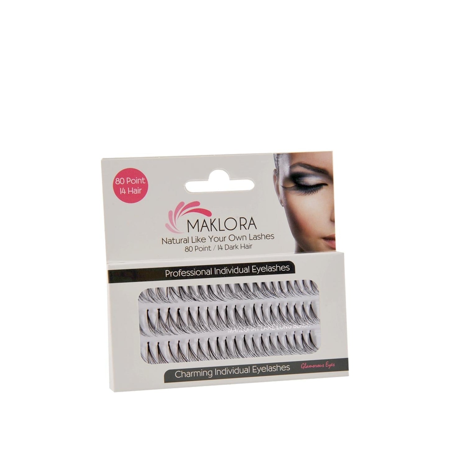Maklora Natural 80-Piece Individual Lashes Medium - Individual False Lashes for Enhanced Eye Makeup